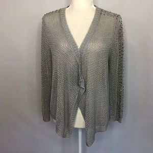 INC Int Concepts Silver & Gray Mesh Knit Cardigan